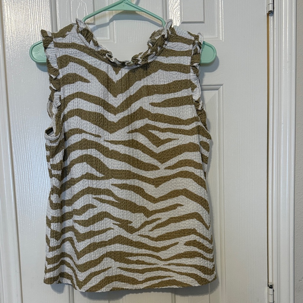 LOFT Brown and White Zebra Print Blouse